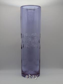 Vintage Hand Cut Neodymium Glass Vase From Italy Alexandrite Purple Blue Heavy