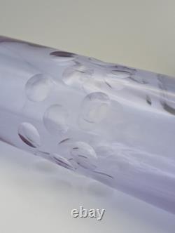 Vintage Hand Cut Neodymium Glass Vase From Italy Alexandrite Purple Blue Heavy