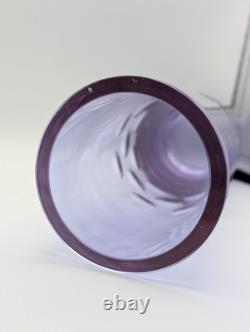 Vintage Hand Cut Neodymium Glass Vase From Italy Alexandrite Purple Blue Heavy