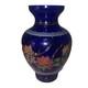 Vintage Hand-Painted Cobalt Blue Glass Large 10 1/2 Inch Vase Hand Painted