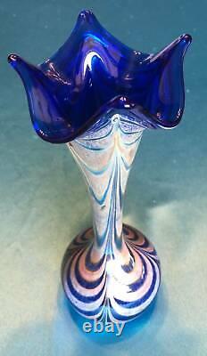 Vintage High Luster Hand Blown Glass Vase 10 1/2 Inches High