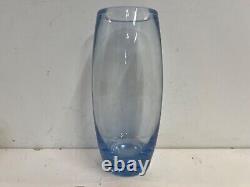 Vintage Holmegaard Danish Blue Art Glass Vase Design by Per Lutken Signed
