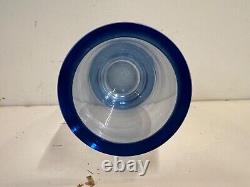 Vintage Holmegaard Danish Blue Art Glass Vase Design by Per Lutken Signed