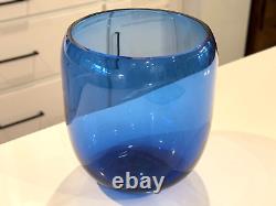 Vintage Iittala Suomi Finish Commemorative Blue Glass Vase (Signed, Oiva Toikka)