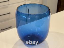 Vintage Iittala Suomi Finish Commemorative Blue Glass Vase (Signed, Oiva Toikka)