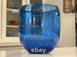 Vintage Iittala Suomi Finish Commemorative Blue Glass Vase (Signed, Oiva Toikka)