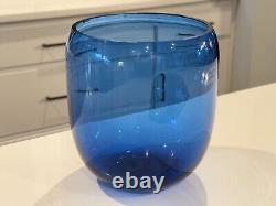 Vintage Iittala Suomi Finish Commemorative Blue Glass Vase (Signed, Oiva Toikka)