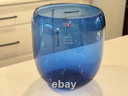 Vintage Iittala Suomi Finish Commemorative Blue Glass Vase (Signed, Oiva Toikka)