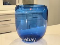 Vintage Iittala Suomi Finish Commemorative Blue Glass Vase (Signed, Oiva Toikka)