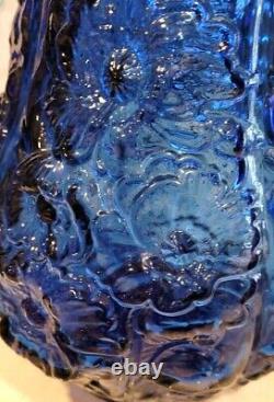 Vintage Imperial Glass Large Poppy Vase-Blue-Ruffle Rim