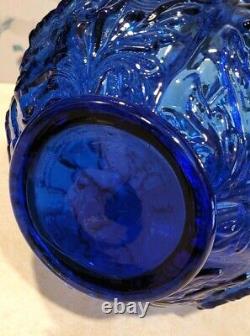 Vintage Imperial Glass Large Poppy Vase-Blue-Ruffle Rim