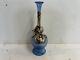 Vintage Isaraeli Blue Art Glass Decorative Vase with Silver Overlay