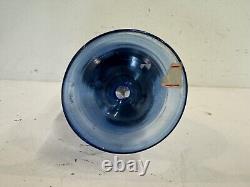 Vintage Isaraeli Blue Art Glass Decorative Vase with Silver Overlay