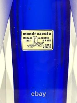 Vintage Italian Alessandro Mandruzzato Murano Blue Faceted Glass Vase