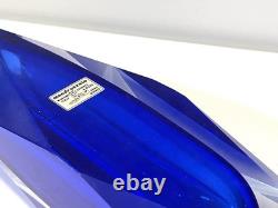 Vintage Italian Alessandro Mandruzzato Murano Blue Faceted Glass Vase