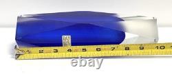 Vintage Italian Alessandro Mandruzzato Murano Blue Faceted Glass Vase