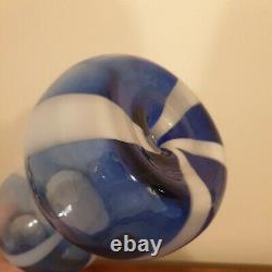 Vintage Italian Alrose Empoli Glass Blue Swirl Genie Bottle Decanter Vase 1960s