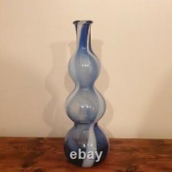 Vintage Italian Alrose Empoli Glass Blue Swirl Genie Bottle Decanter Vase 1960s