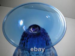 Vintage Italian Art Glass Vittorio Zecchin Blue Soffiati Dimpled Vase Venini Era