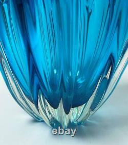 Vintage Italian Murano Art Glass Vase Electric Blue MID Century Retro