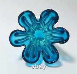 Vintage Italian Murano Art Glass Vase Electric Blue MID Century Retro