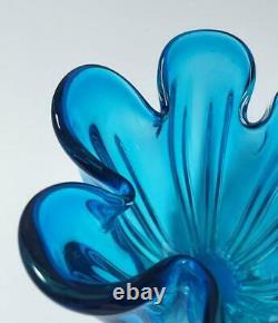 Vintage Italian Murano Art Glass Vase Electric Blue MID Century Retro