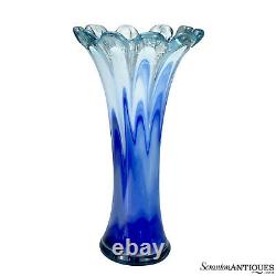 Vintage Italian Murano Blue Art Glass Swung Vase