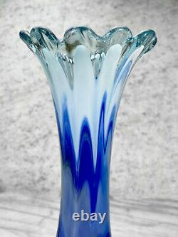 Vintage Italian Murano Blue Art Glass Swung Vase