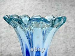 Vintage Italian Murano Blue Art Glass Swung Vase