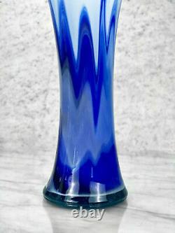 Vintage Italian Murano Blue Art Glass Swung Vase