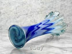 Vintage Italian Murano Blue Art Glass Swung Vase