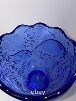 Vintage J Inwald Barolac Czech/Bohemian Blue Glass Vase (Fish)