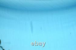 Vintage JEWELLED Gold Blue Opaline Glass Venetian Murano Vase 12 1/4H