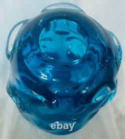 Vintage Jan Beranek Skrdlovice Blue glass vase 1950s or 1960