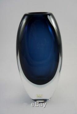 Vintage Kosta Vicke Lindstrand Blue Sommerso Vase 41826 1950's 18cm