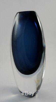 Vintage Kosta Vicke Lindstrand Blue Sommerso Vase 41826 1950's 18cm