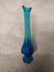 Vintage L E SMITH Blue Glass Vase