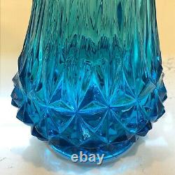 Vintage L. E. Smith Glass Swung Vase Turquoise Blue