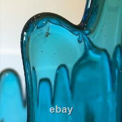 Vintage L. E. Smith Glass Swung Vase Turquoise Blue