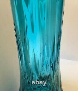 Vintage L. E. Smith Glass Swung Vase Turquoise Blue