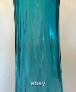 Vintage L. E. Smith Glass Swung Vase Turquoise Blue