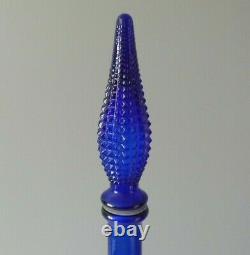 Vintage LARGE Glass Genie Bottle Decanter Bristol Cobalt Blue Italian Empoli MCM