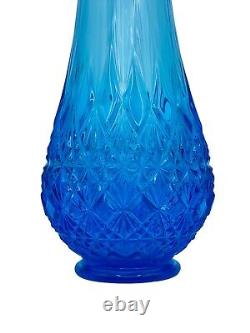Vintage LE Smith Diamond Butt 13.5 Peacock Blue Swung Vase MCM