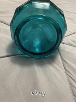 Vintage LE Smith Peacock Blue Swung Fat Bottom Vase 18' Tall 4' Base