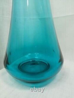 Vintage LE Smith Peacock Blue Swung Smoothie Fat Bottom Floor Vase 23 Mcm NICE