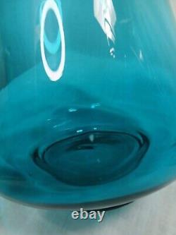 Vintage LE Smith Peacock Blue Swung Smoothie Fat Bottom Floor Vase 23 Mcm NICE