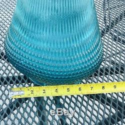 Vintage LE Smith Ribbed Blue Mid Century Modern Swung Stretch Floor Vase 36