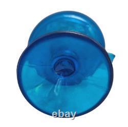 Vintage LE Smith Simplicity Large Art Glass Swung Vase Pitcher 16H Peacock Blue