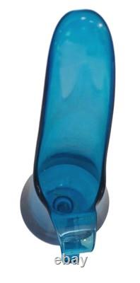 Vintage LE Smith Simplicity Large Art Glass Swung Vase Pitcher 16H Peacock Blue
