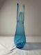 Vintage LE Smith Simplicity Peacock Blue Swung Glass Vase